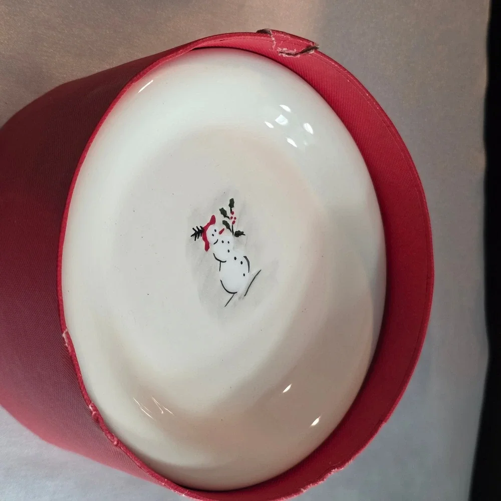 Vintage Williams Sonoma Snowman Dessert Plates Set of 6 Assorted Holiday White